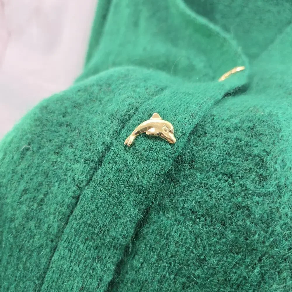 & Other Stories Sweater Womens XS Green Cardigan Dolphin Wool Mohair Kelly - Picture 9 of 12